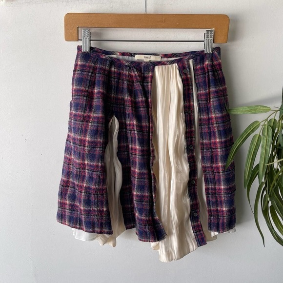 Rhie Skirt Womens 2 Black Cream Academia School Summer Plaid Mini Retro Preppy - Picture 1 of 8